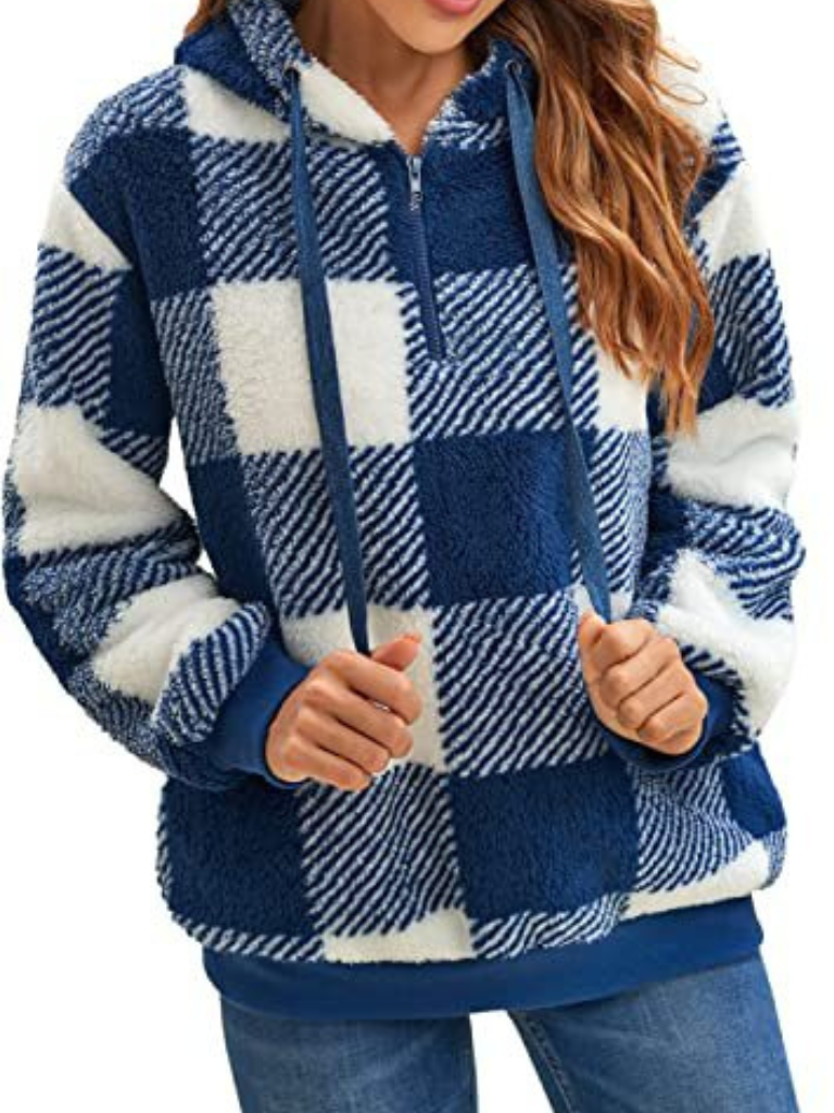 NICOLE CHECK FLEECE HOODIE
