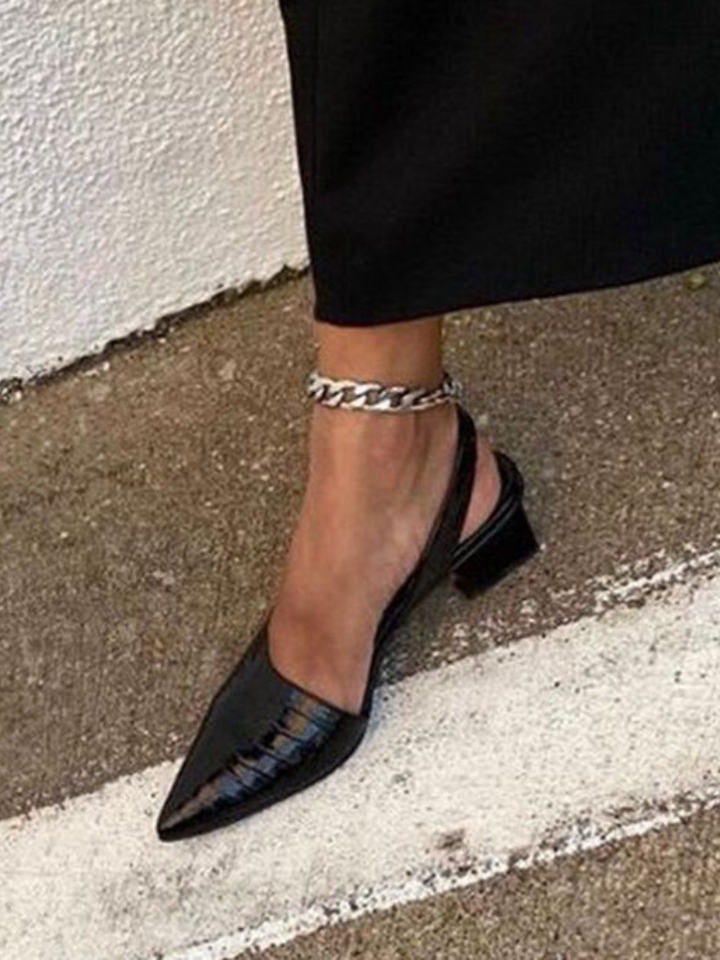 MAE CROC-EFFECT SLINGBACK HEELS