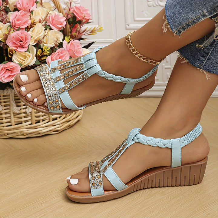 Elara™ Crystal Braided Sandals