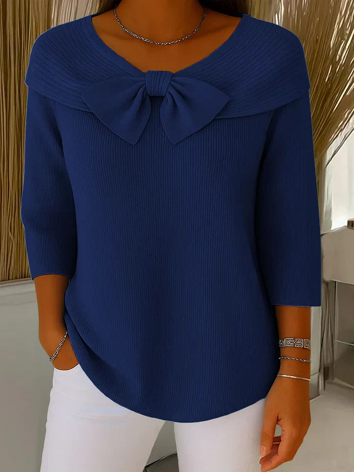 Serenna – Women's Sweater with Bow and Round Neckline