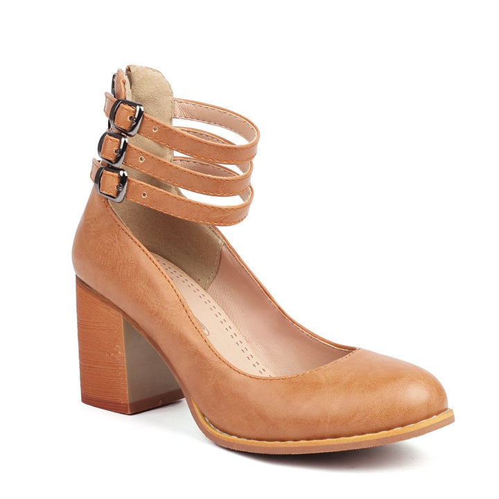 Casilda | Smooth sandals with ankle strap and thick heel