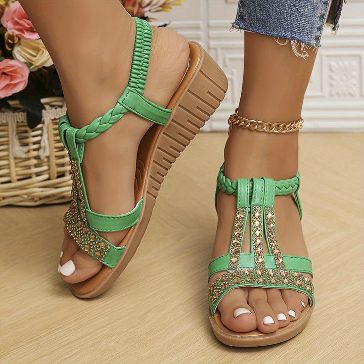Elara™ Crystal Braided Sandals