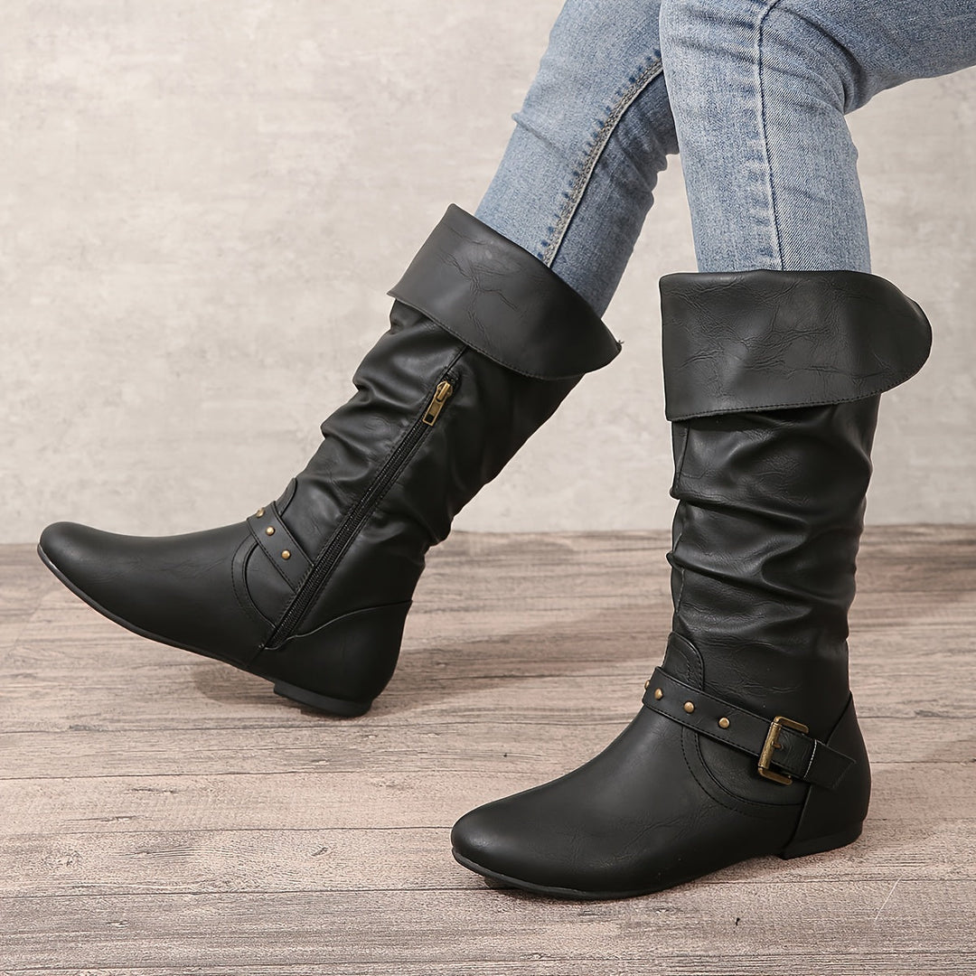 Danica | Women's Knee-High Boots with Side Zipper