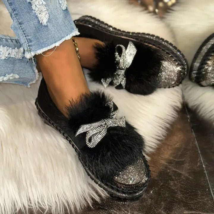 Crystal Bow Comfort Loafers – Sparkle & Support