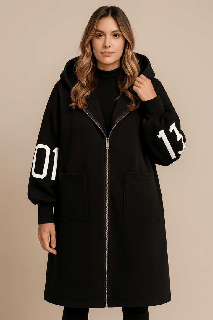 SELENE | KNITTED HOODED LONG COAT